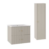 set de muebles con lavabo encastrado y columna estratificado 60cm