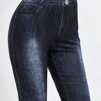 pantalones cortos ajustados elasticos con estampado de imitacion de mezclilla pantalones cortos casuales de cintura alta para primavera y verano ropa de mujer