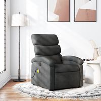 vidaxl sillon de masaje reclinable de tela gris oscuro