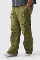 pantalon plus cargo holgado con abertura en el bajo verde