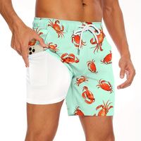 pantalones cortos hawaianos de moda para hombre con cordon y estampado de cangrejo elegante banadores de secado rapido para la playa de verano la piscina y el resort