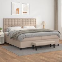 vidaxl cama box spring con colchon cuero sintetico capuchino 200x200cm