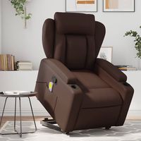 vidaxl sillon reclinable de masaje de pie de cuero sintetico marron