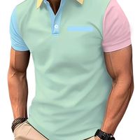 camiseta de golf de manga corta con bloques de color para hombre camisa informal con solapa para primavera y verano al aire libre