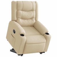 vidaxl sillon reclinable elevable de tela color crema