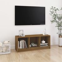 vidaxl mueble de tv de madera maciza pino marron miel 104x33x41 cm