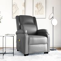 vidaxl sillon de masaje elevable cuero sintetico gris