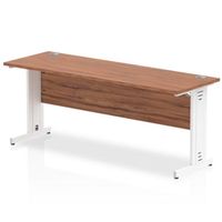 impulse 1800 x 600mm straight desk walnut top white cable managed leg