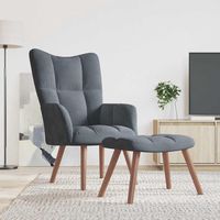 vidaxl sillon de relax con taburete terciopelo gris oscuro