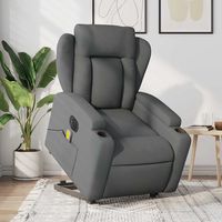 vidaxl sillon de masaje electrico reclinable elevable tela gris oscuro