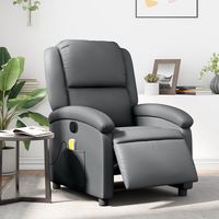 vidaxl sillon de masaje reclinable electrico cuero sintetico gris