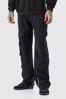 pantalon tall cargo holgado con cintura fija negro