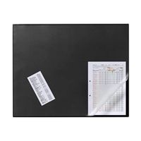 durable desk mat with transparent overlay 650x520mm black- 720301