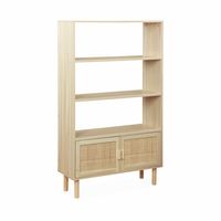 libreria con cana y efecto madera 3 niveles y 2 puertas natural