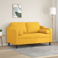 vidaxl sofa 2 plazas con almohadas y cojines tela amarillo claro 120cm