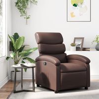 vidaxl sillon reclinable de cuero sintetico marron