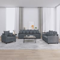 vidaxl juego de sofas con cojines 3 piezas terciopelo gris oscuro