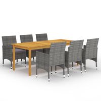 vidaxl juego de comedor de jardin de 7 piezas gris