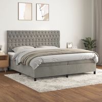 vidaxl cama box spring con colchon terciopelo gris claro 200x200 cm