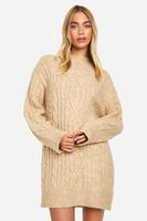 vestido mini oversize de punto en ochos premium beige