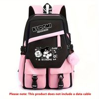 mochila con estampado de sanrio kuromi bolso escolar kawaii y elegante mochila de mujer con bloques de color mochila plegable de gran capacidad para actividades al aire libre