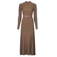 karl lagerfeld vestido largo lslv buckle belt knit dress para mujer