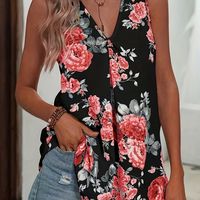 blusa estampada de flores con escote en v top sin mangas para primavera y verano ropa de mujer