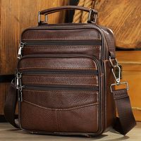 1pc bolso de hombro de cuero genuino para hombre gran capacidad bolso de hombro de cuero de vaca de capa superior multifuncional bolso de hombro retro de moda