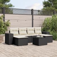 vidaxl set de comedor de jardin 7 pzas y cojines ratan sintetico negro