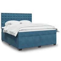 vidaxl cama box spring con colchon terciopelo azul 180x200 cm