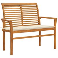 vidaxl banco de jardin madera maciza de teca con cojin crema 112 cm