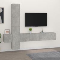 vidaxl set de muebles de tv 5 pzas madera contrachapada gris hormigon