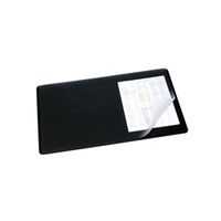 durable desk mat with transparent overlay 600x400mm black - 720201