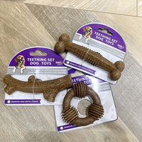 conjunto de 3 juguetes para cachorros huesos masticables duraderos para perros juego de cuidado dental de goma sintetica para perros