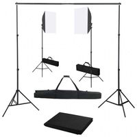 vidaxl kit de estudio fotografico con 2 focos softbox  telon de fondo negro