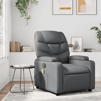 vidaxl sillon de masaje reclinable cuero sintetico gris