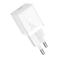 baseus mini cargador de red 1xusb-c carga rapida gan5 30w blanco