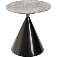 mesa auxiliar de compuesto de marmol gris y acero negro o50