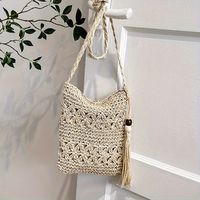 bolso de hombro tejido con borlas ideal para vacaciones fiestas en la playa y viajes bolso bandolera para compras informales