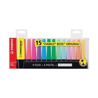 stabilo boss original highlighter desk set assorted pack 15 1868221