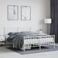 vidaxl estructura cama sin colchon con estribo metal blanco 150x200 cm