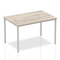 impulse 1200mm straight table grey oak top silver box frame leg