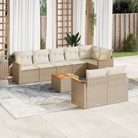 vidaxl set de sofas de jardin 9 pzas con cojines ratan sintetico beige