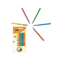 bic brite liner grip highlighter pen chisel tip assorted 824758 pk 5