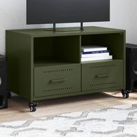 vidaxl mueble para tv acero laminado en frio verde oliva 68x39x435 cm