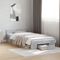 vidaxl cama con cajon madera de ingenieria gris hormigon 90x200 cm