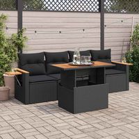 vidaxl set sofas jardin y cojines 5 pzas ratan sintetico acacia negro