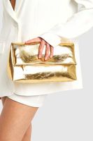 bolso de mano grande metalico plegable metallics