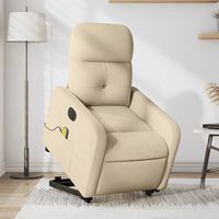 vidaxl sillon de masaje electrico reclinable elevable tela crema