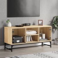 vidaxl mueble de tv con puertas de vidrio roble sonoma 102x37x50 cm